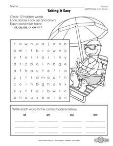 Diphthongs Oi Oy Worksheets