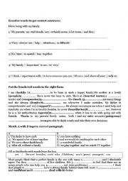 Family Relationships Worksheets