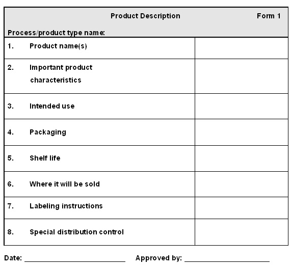 Food Product Specification Sheet Template