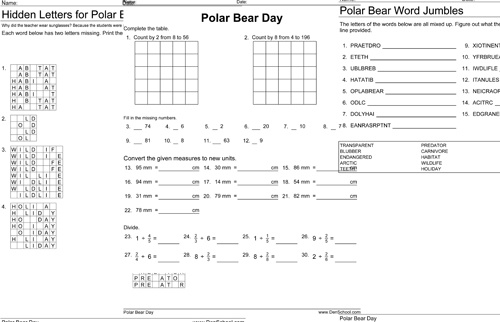 Free Polar Bear Activity Worksheet