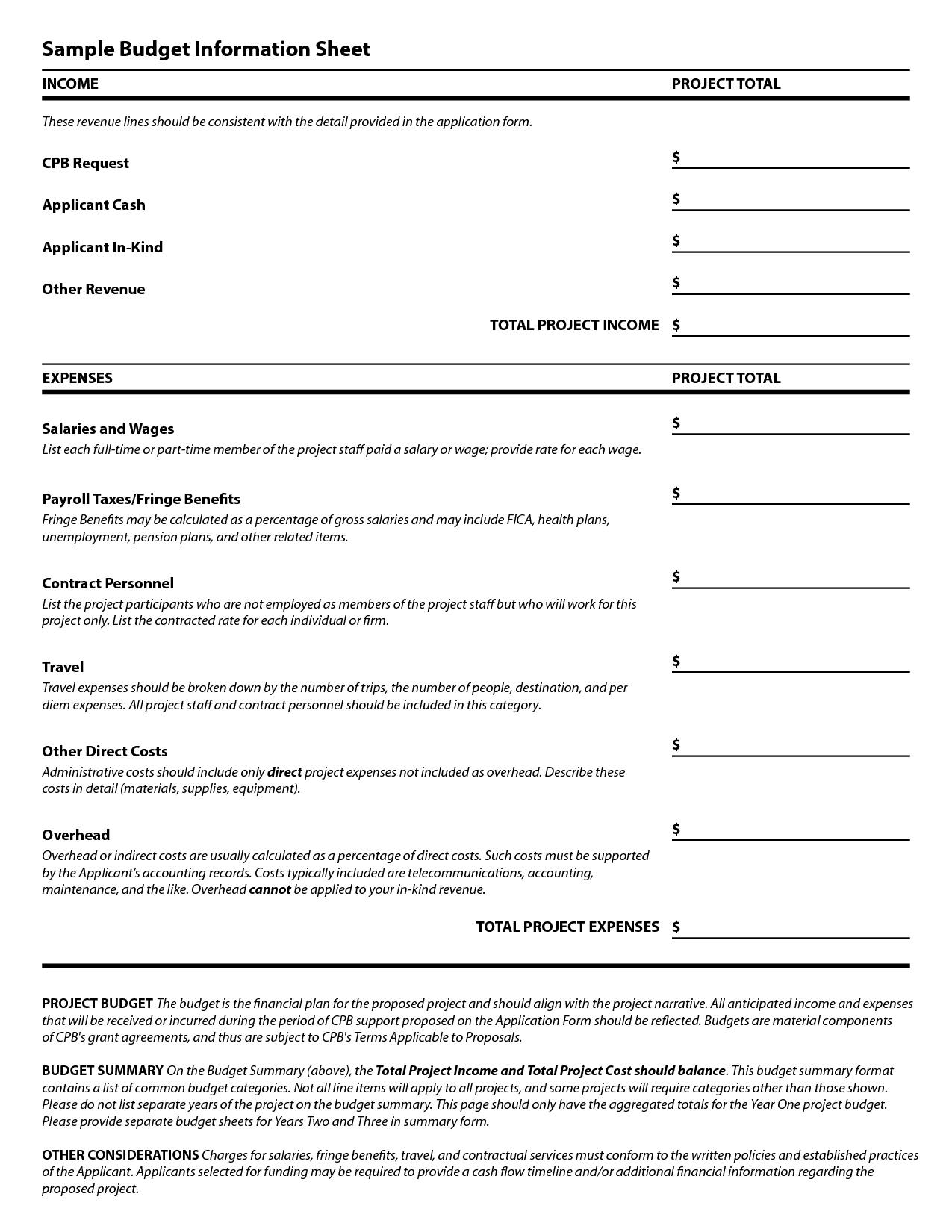 Free Printable Financial Budget Worksheet