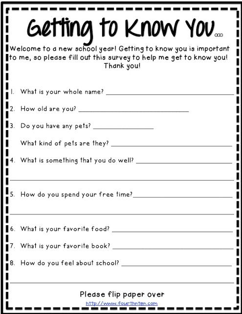 Getting To Know You Questions Printable