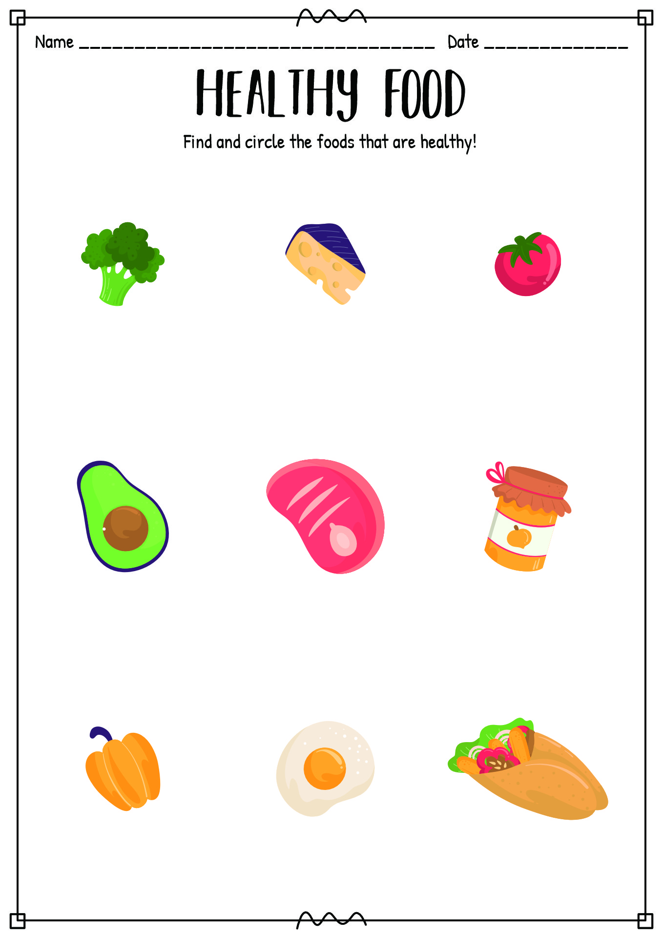 Healthy Eating Habits Worksheet