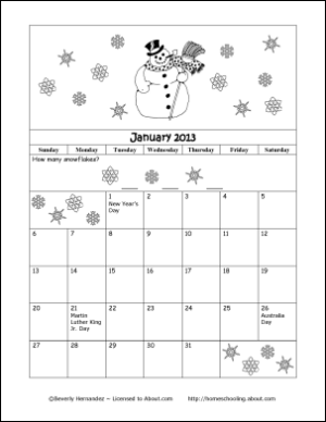 January 2014 Calendar Printable Free