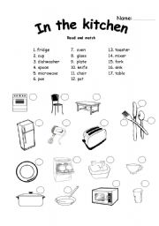 Kitchen Vocabulary Word Search