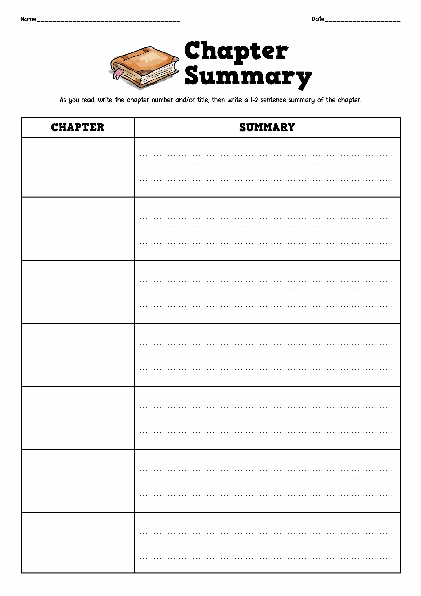 11 Best Images of Printable Summary Worksheet - Printable Chapter ...