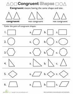 Congruent Shapes Worksheets 3rd Grade