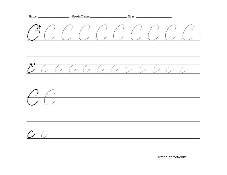 Cursive Writing Worksheets Letter C