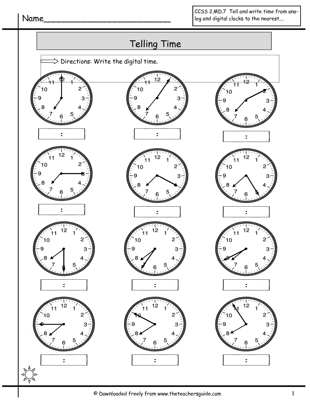 Telling Time Worksheets Free