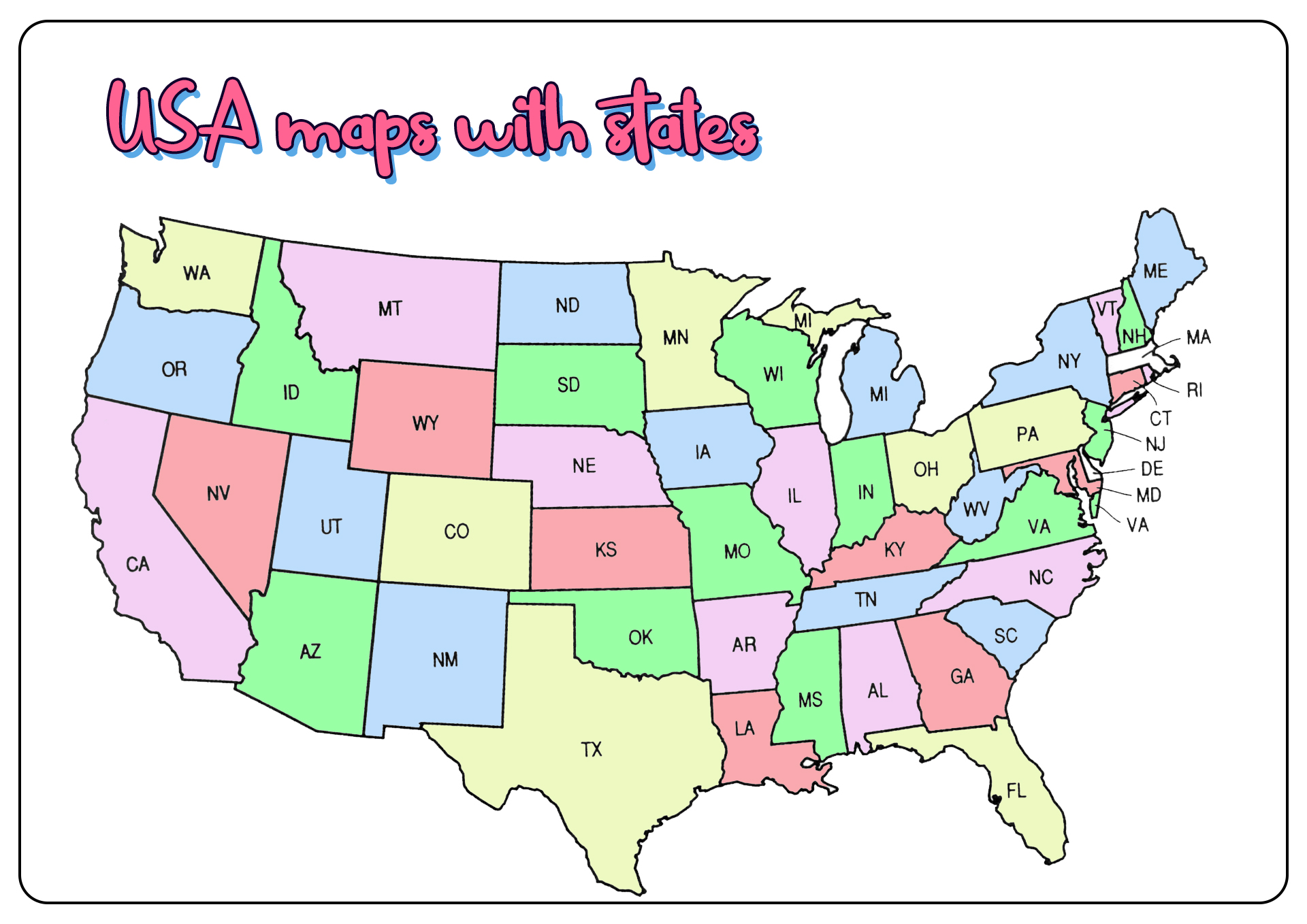 USA Map with States and Capitals Printable