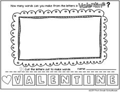 Valentines Day Activities First Grade