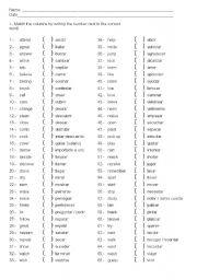 Verbs in Spanish and English Worksheets