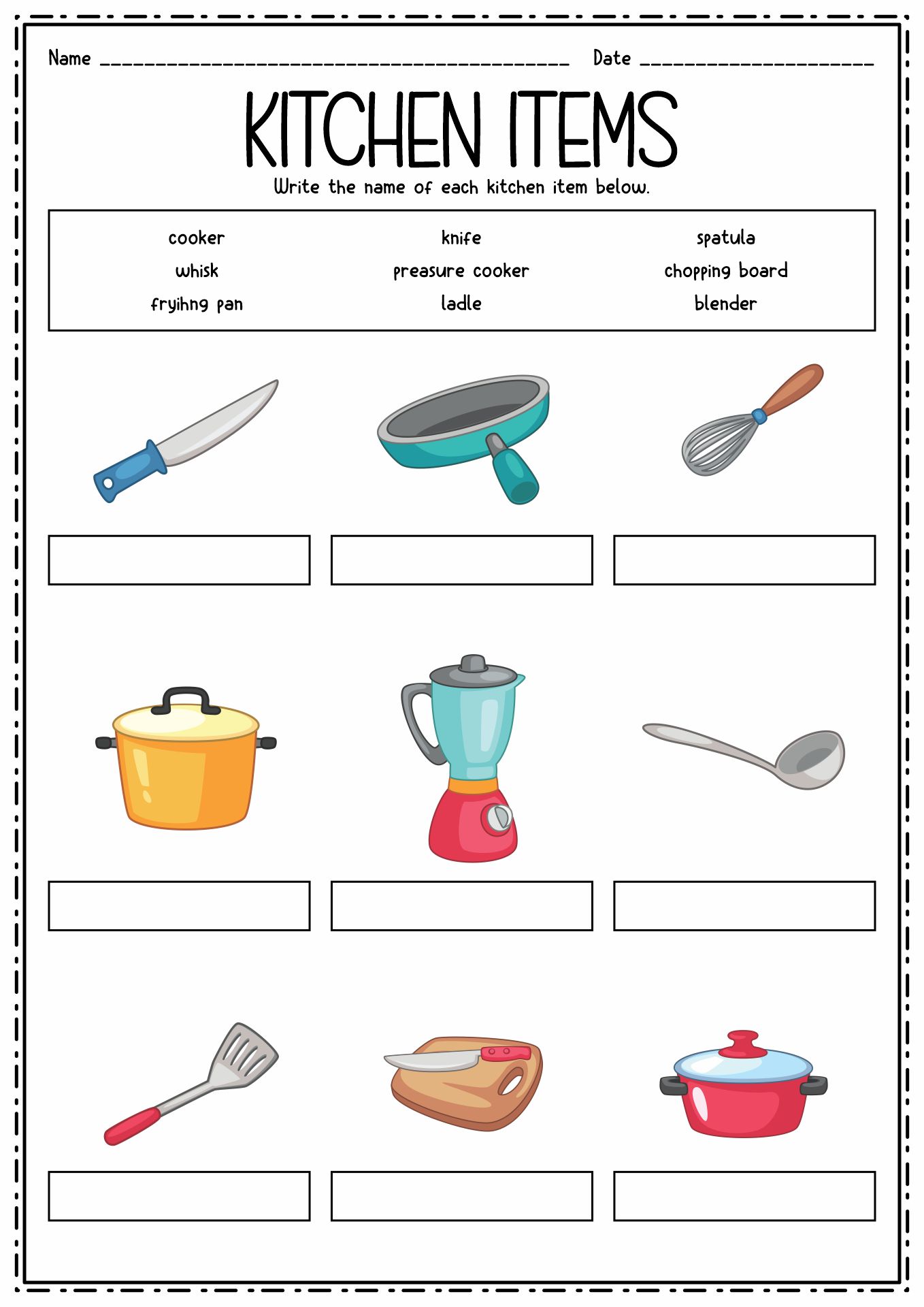 14 Kitchen Utensils Worksheet For Kids Free PDF At Worksheeto