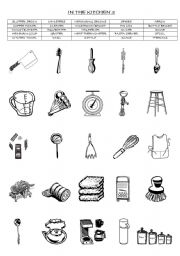 Kitchen Equipment Worksheet