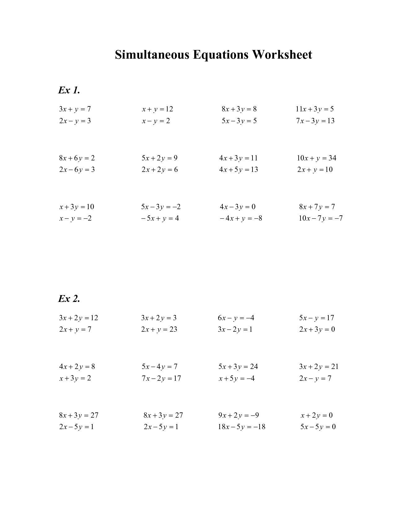 11 Substitution Method Algebra 2 Worksheets Worksheeto