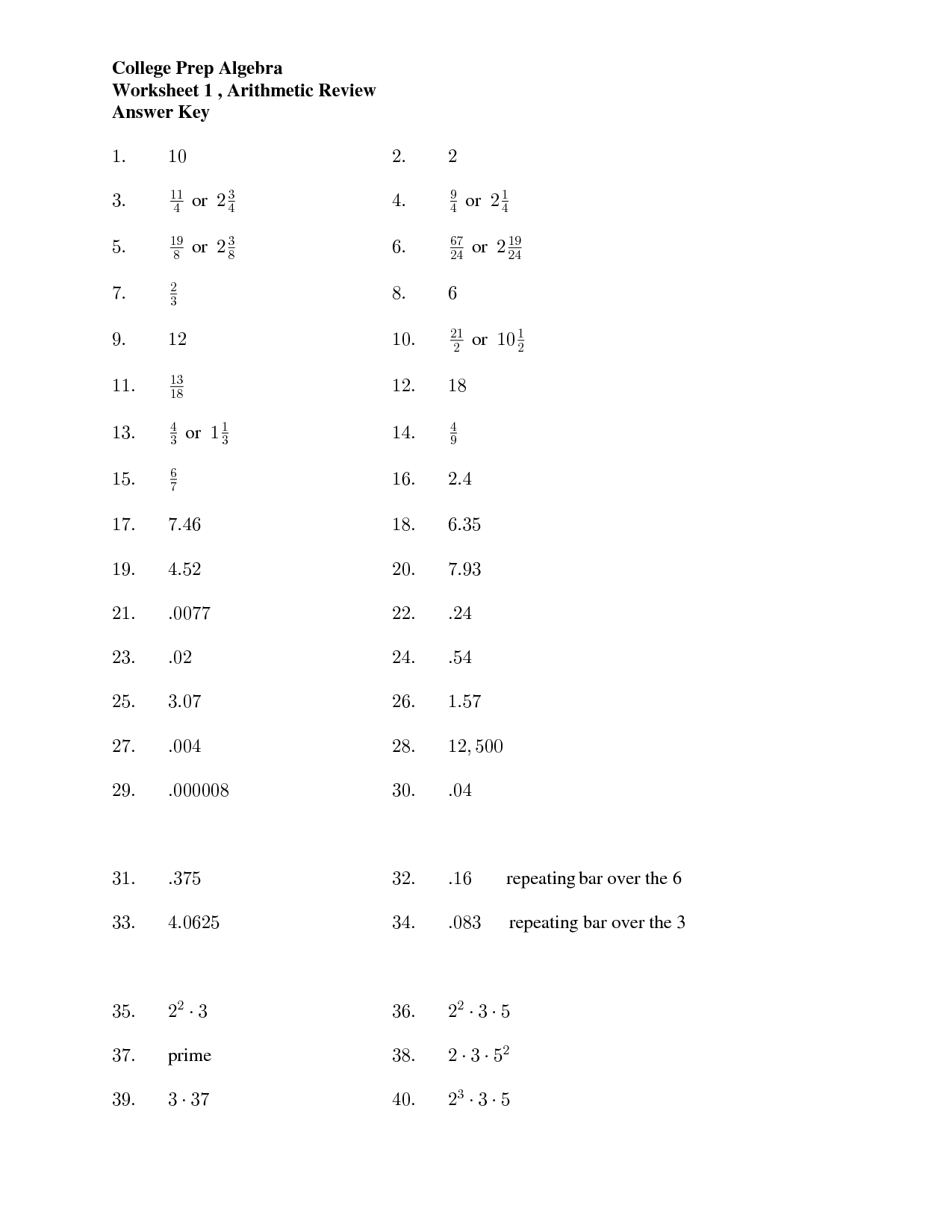 13 Algebra 2 Worksheet Keys Worksheeto