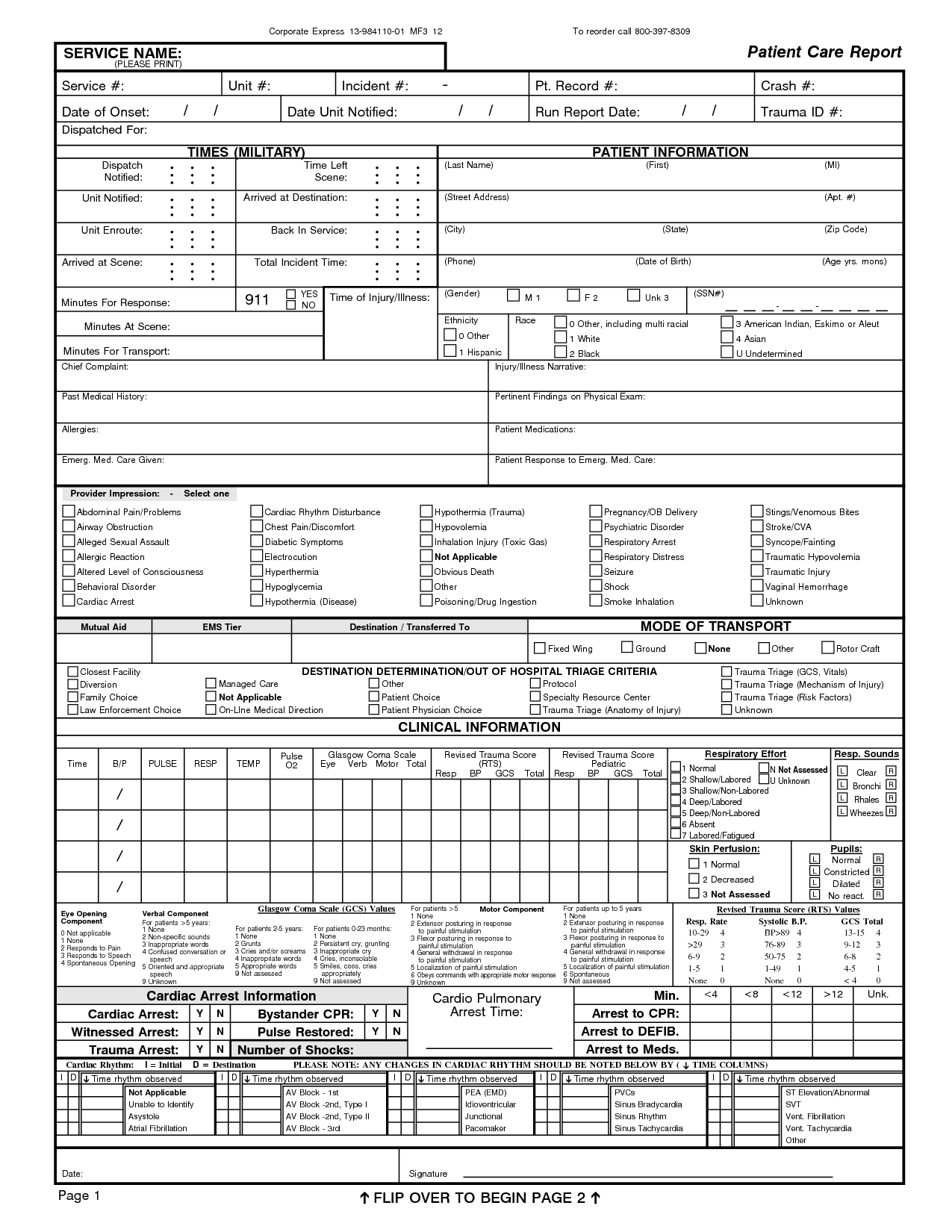 EMS Patient Care Report Template