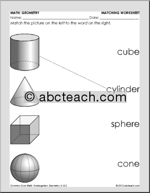 Geometry Solid Shapes Worksheets Kindergarten