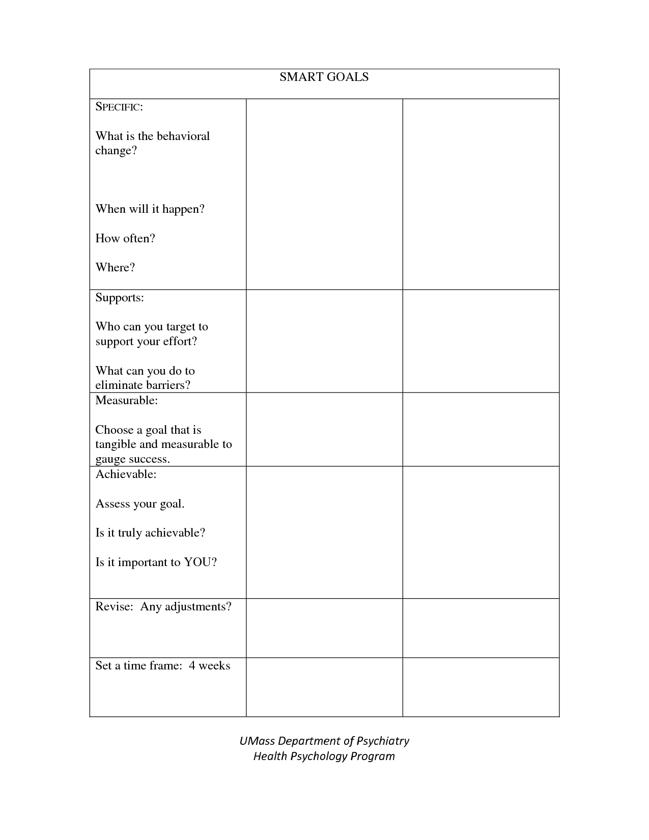 Smart Goal Worksheet Template