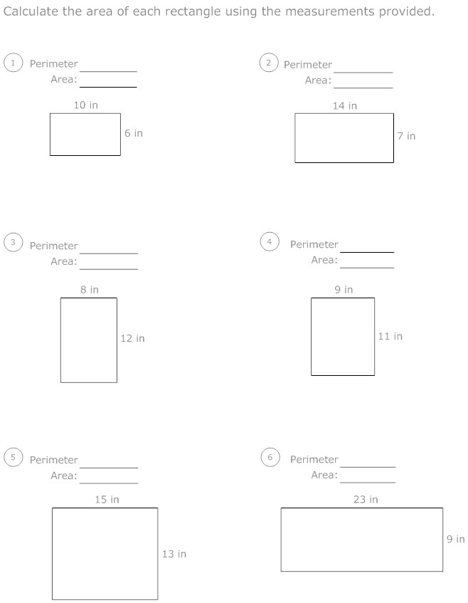 Area and Perimeter Worksheets