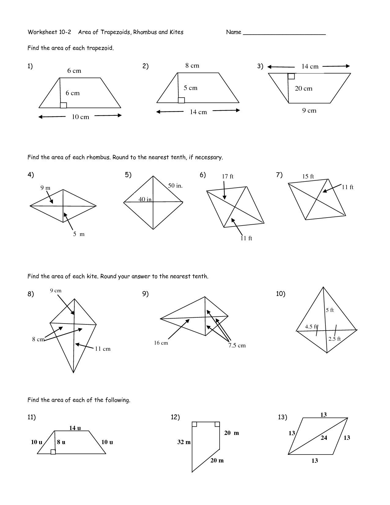 13 Trap And Kites Worksheet Geometry Worksheeto