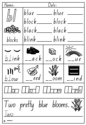 BL Consonant Blends Printable Worksheets