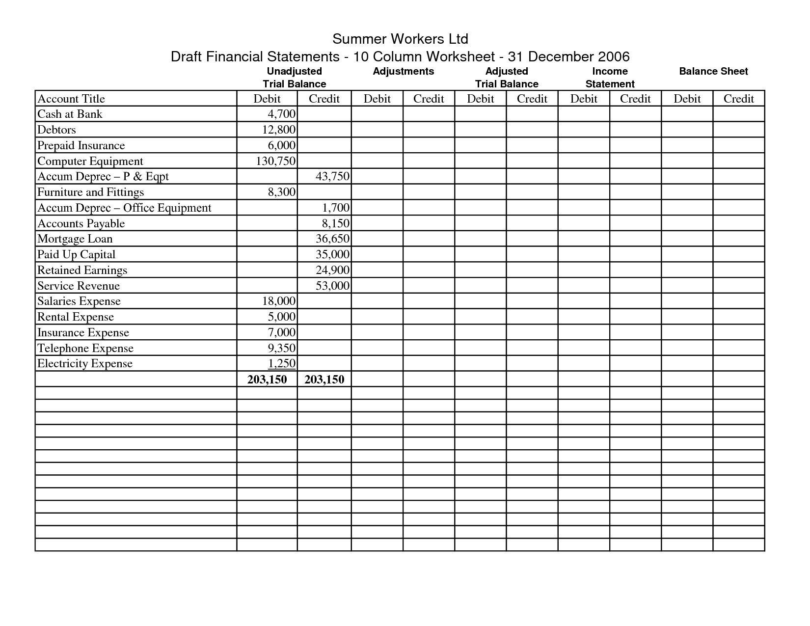 11 Ten Column Worksheet Worksheeto