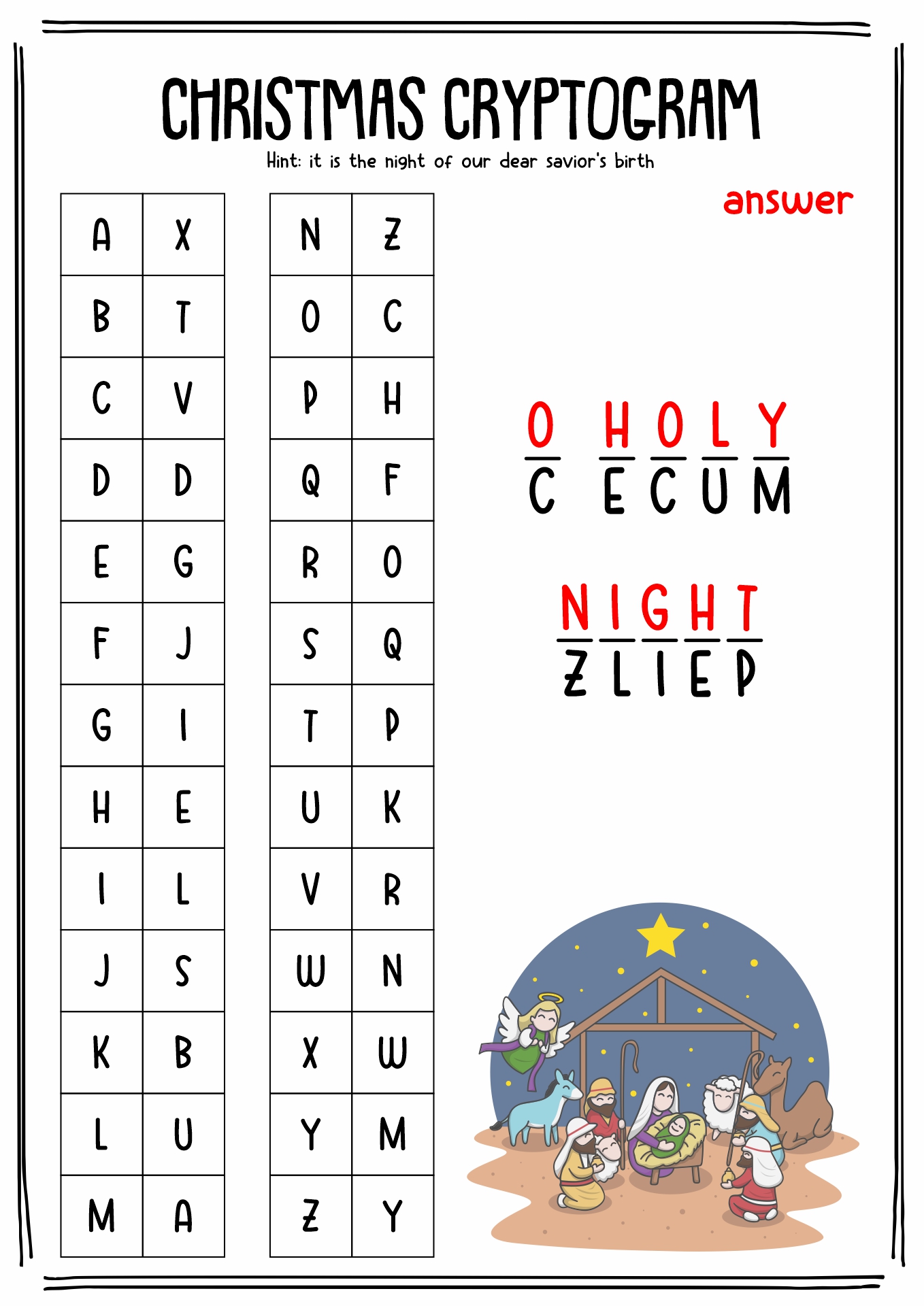 Christmas Song Puzzle Answers