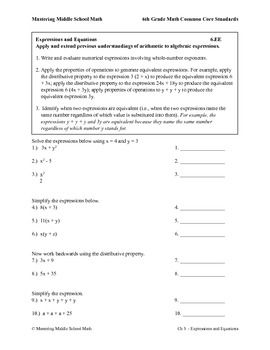 Common Core 6th Grade Math Worksheets