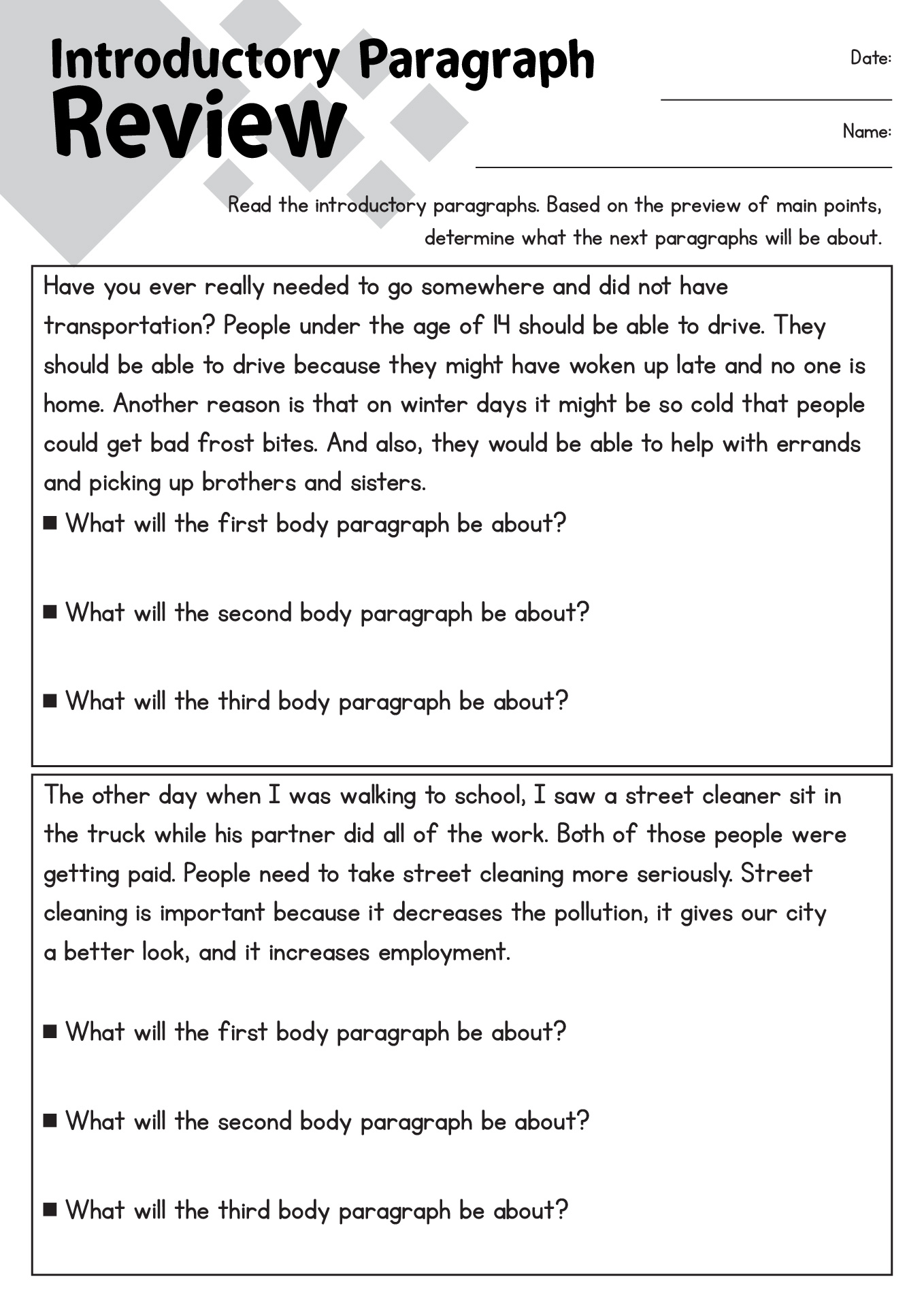 17 Introductory Paragraph Worksheet Worksheeto