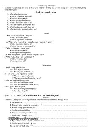 Exclamatory Sentence Worksheets