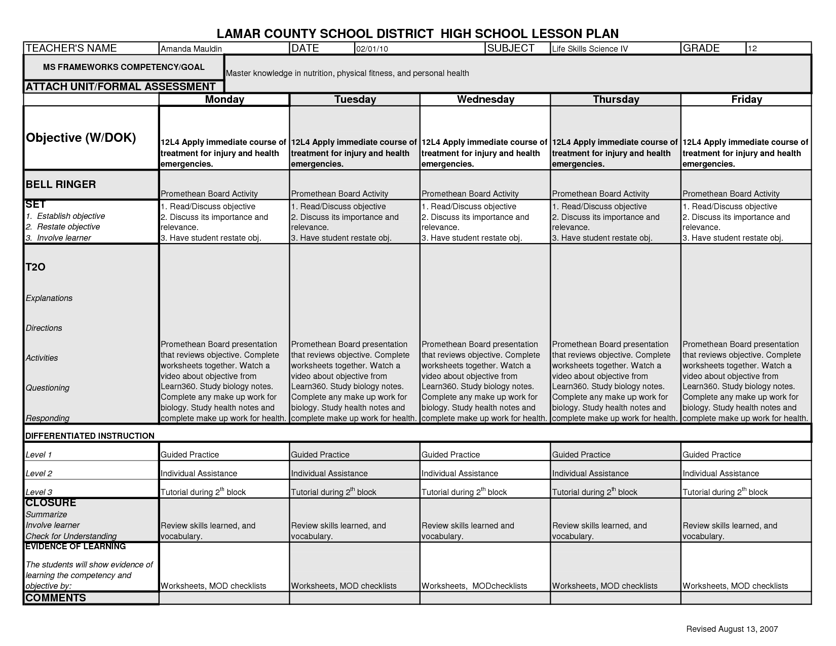 Health and Nutrition Worksheets