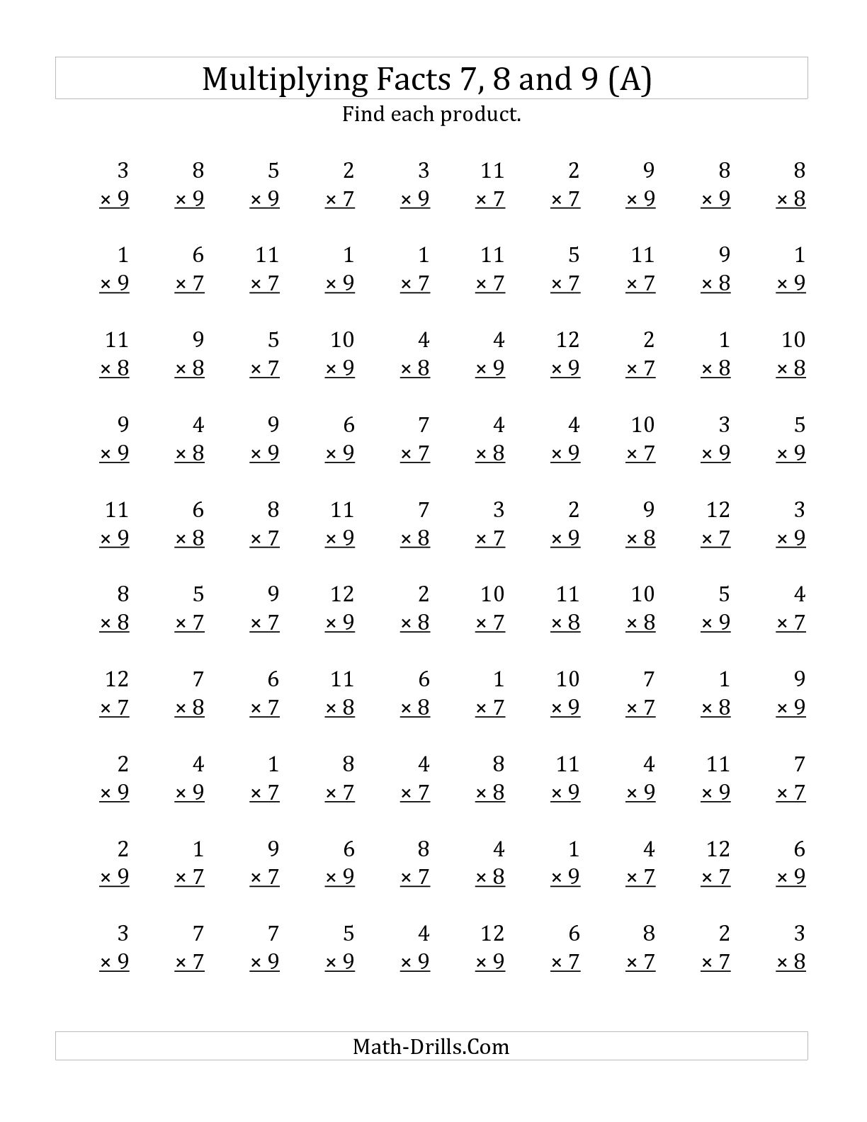 Math Multiplication Worksheets