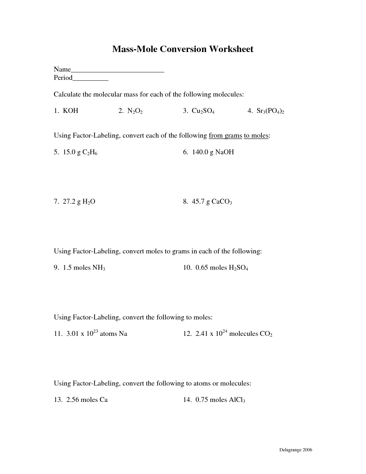 18 Moles Worksheet With Answers Worksheeto