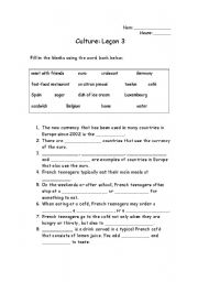 Printable Culture Worksheets