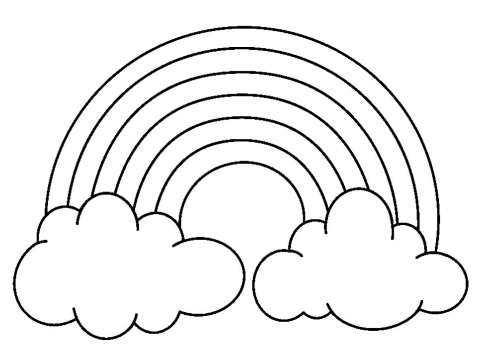 Rainbow with Color Words Coloring Page