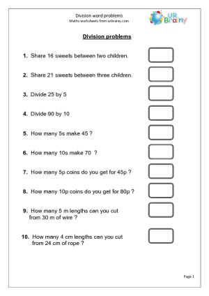 Worksheets Word Problems Year 3