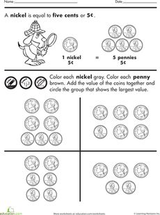 Counting Nickels and Pennies Worksheet