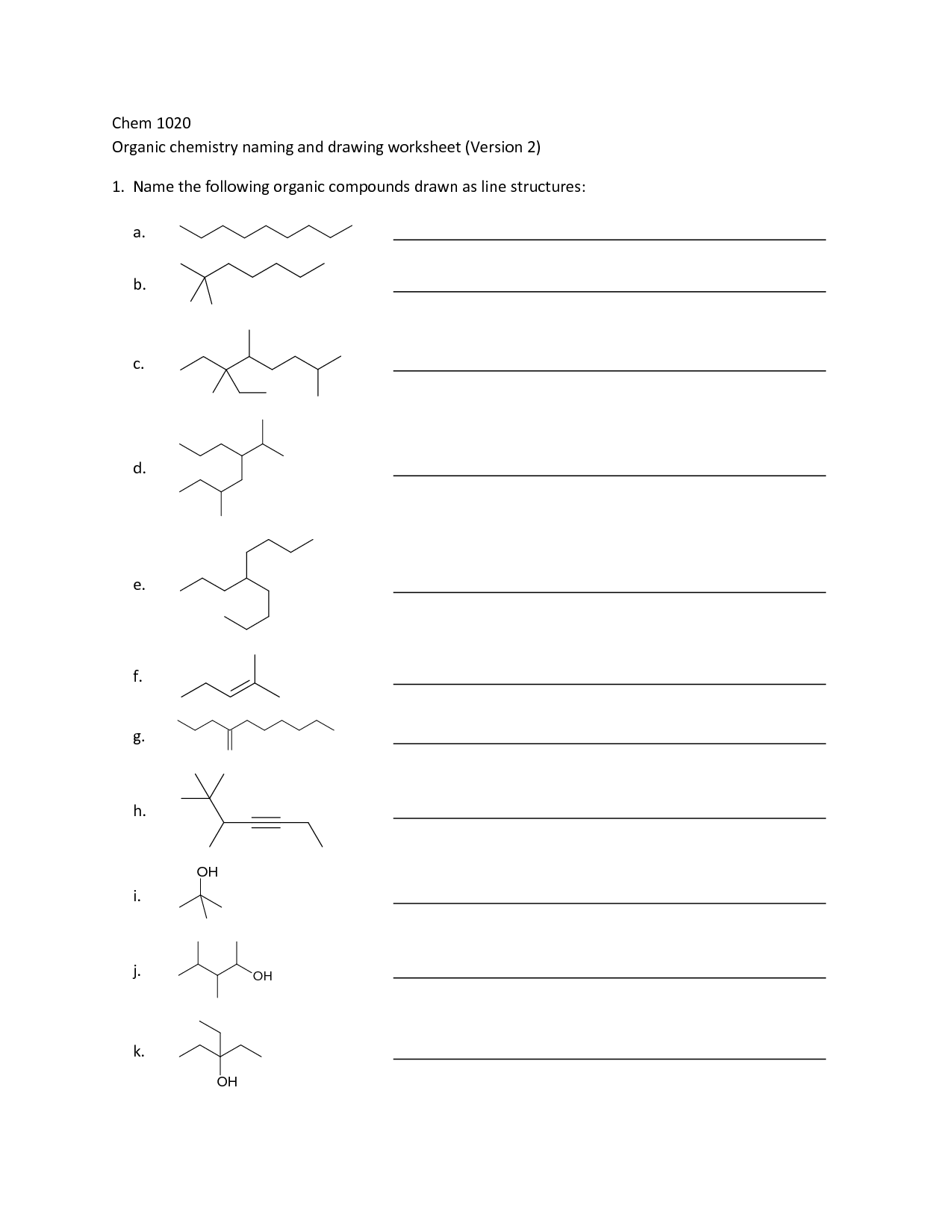 15 Organic Compounds Structure Worksheet Worksheeto