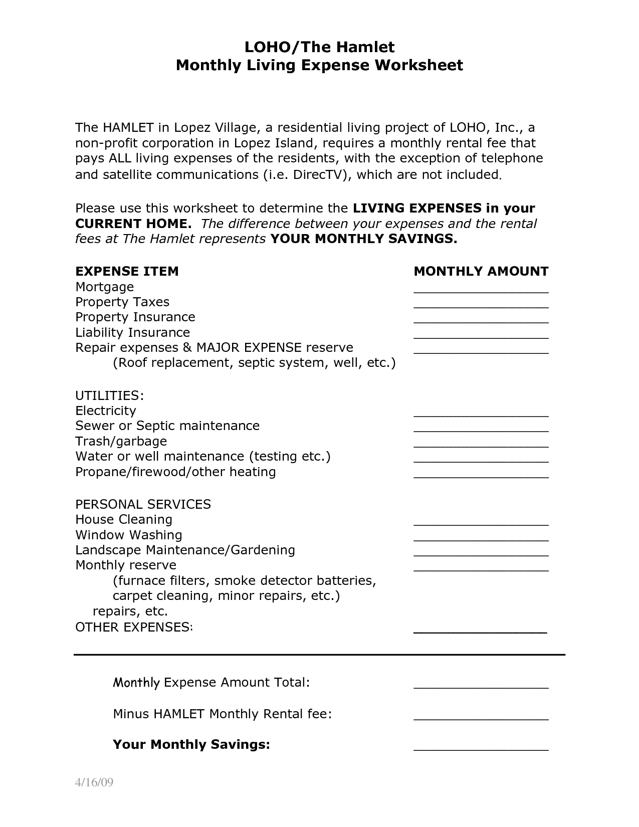 Monthly Business Expenses Worksheet Printable