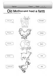 Old MacDonald Had a Farm Worksheet Printable