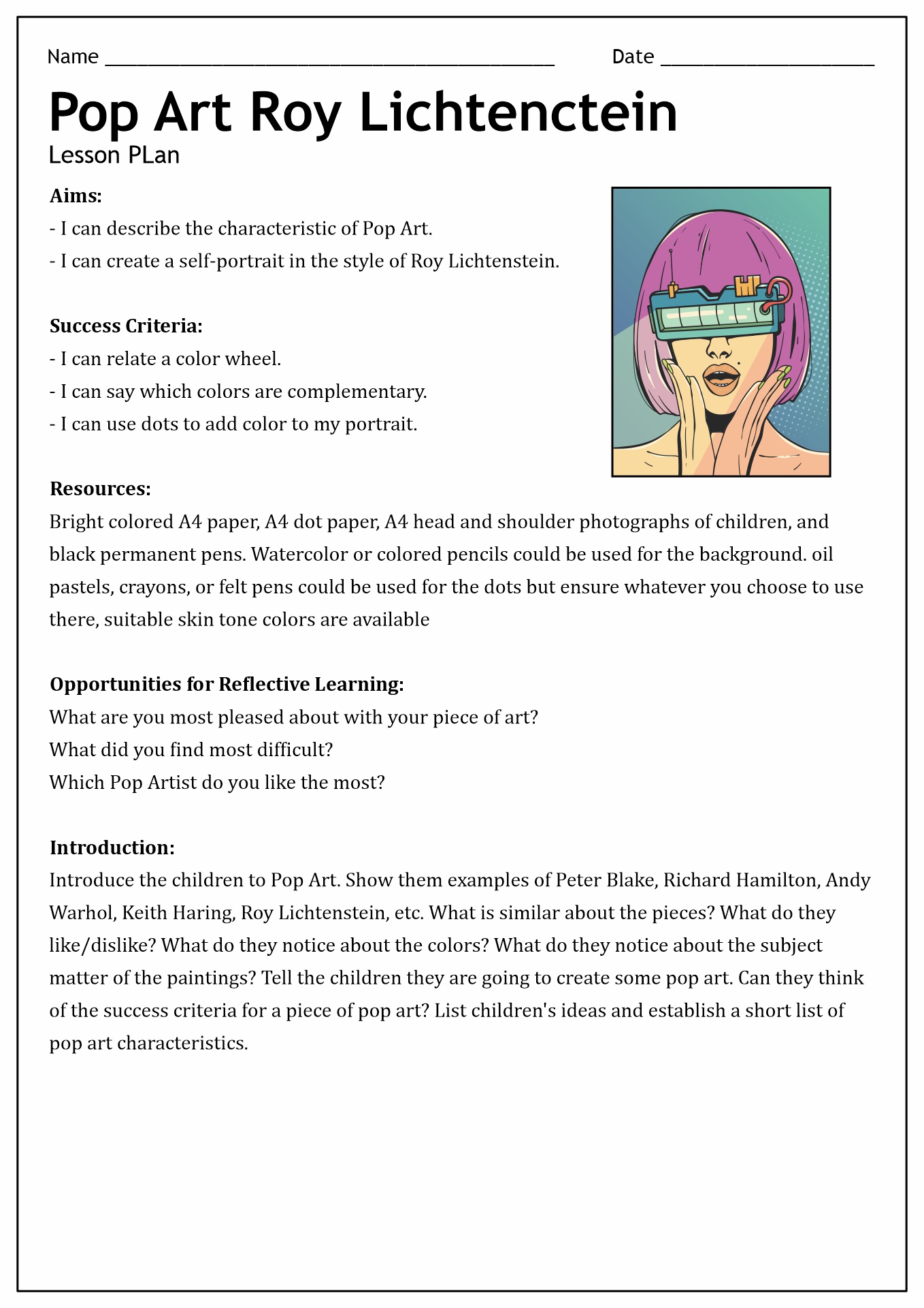 14 Pop Art Worksheet Free PDF At Worksheeto