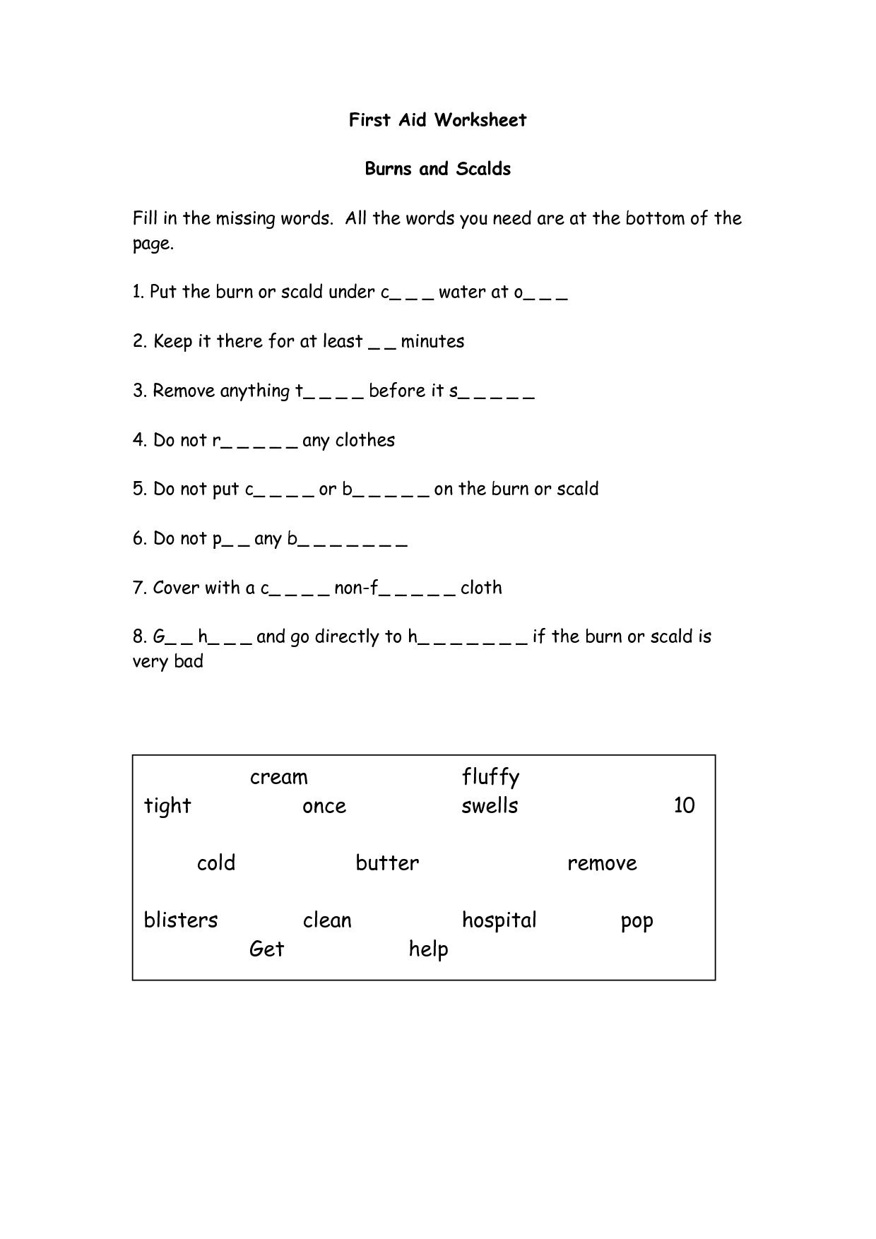 15 Basic First Aid Worksheets Worksheeto