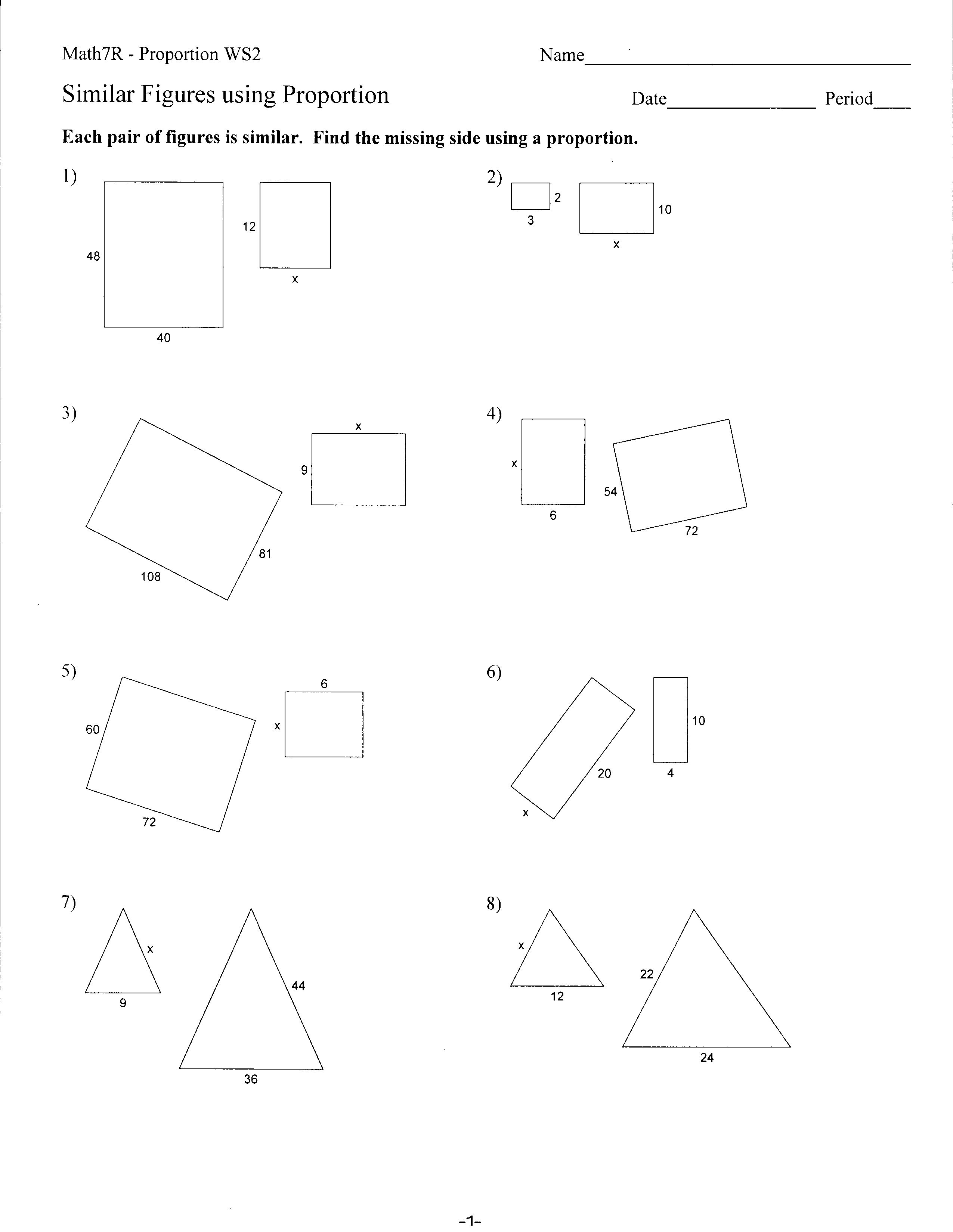 13 Geometry Shapes Proportion Problems Worksheets Worksheeto