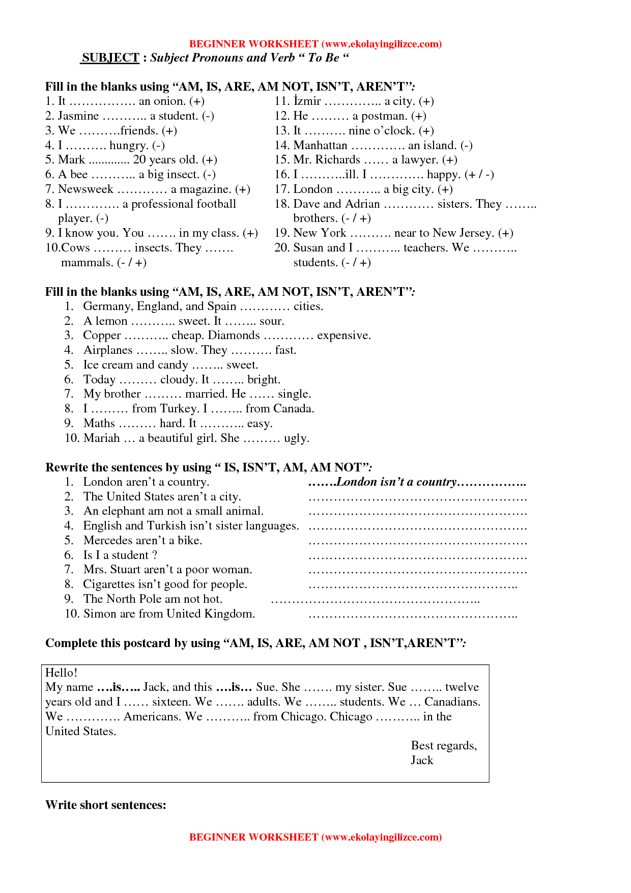 Subject Object Pronouns Worksheet