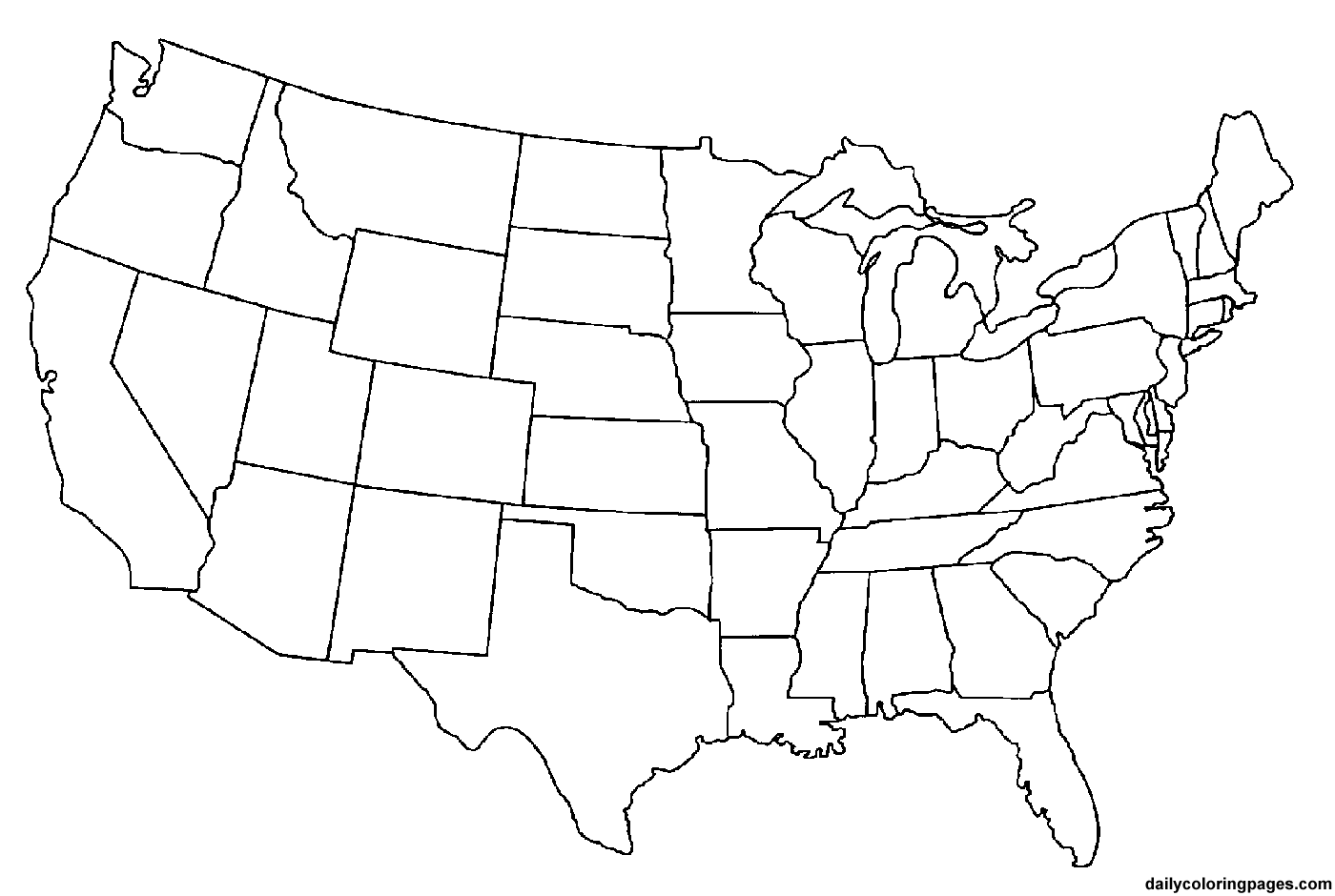 United States Map Coloring Page