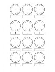 Blank Digital and Analog Clock Worksheet