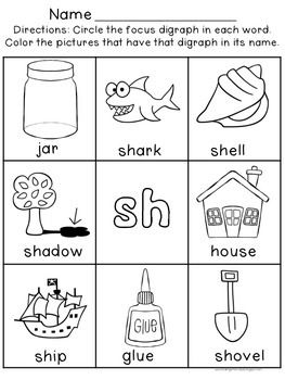 Digraphs CH SH Th WH Worksheets