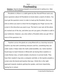 Editing and Proofreading Worksheets 4th Grade