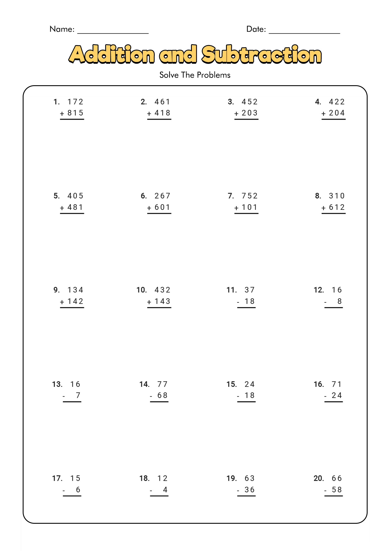 Free Printable Math Worksheets 3rd Grade